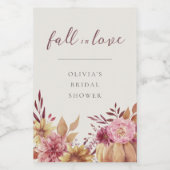 オータムパンプキン&ワイルドフラワーズ "秋の恋に落ちる" ワインラベル (シングルラベル)