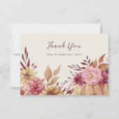 オータムパンプキン & 秋のワイルドフラワーズ フラット サンキューカード (正面)