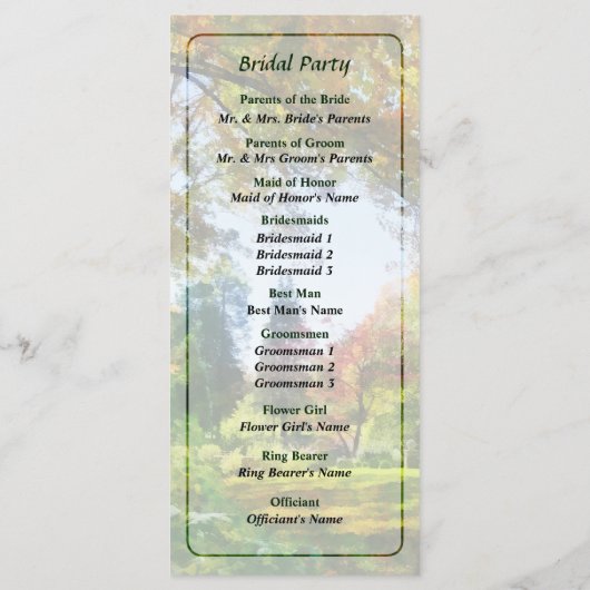 オータムビスタ結婚式 プログラム (裏面)