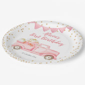 オータムピンクパンプキントラック紙パーティープレート ペーパープレート (アングル)