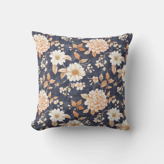 オータムファームハウス秋スローブルーフローラ クッション (正面)