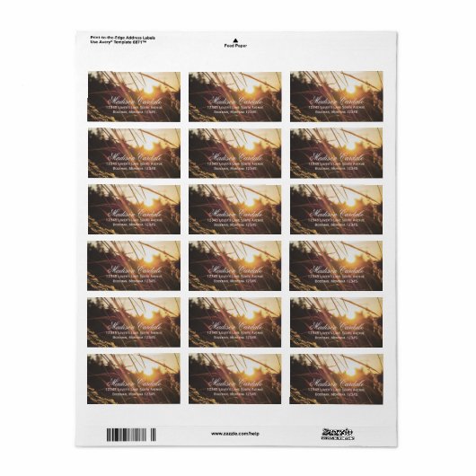 オータムフィールドサンセット秋の結婚式住所 シール (フルシート)