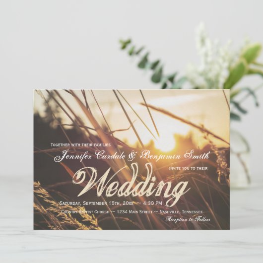 オータムフィールドサンセット秋の結婚式招待状 招待状 (スタンド正面)