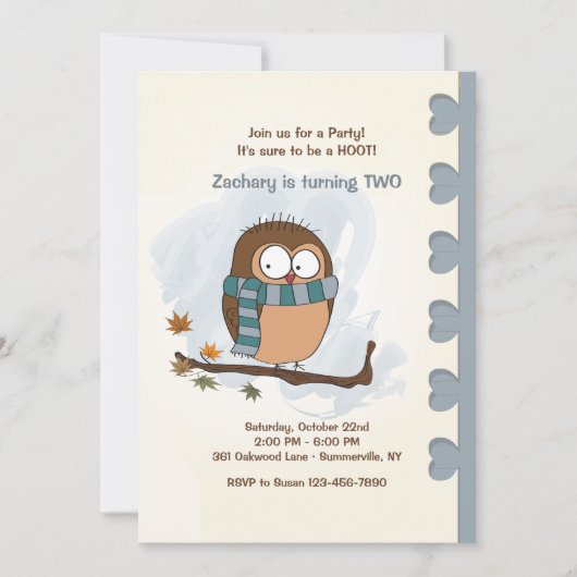 オータムフクロウ招待状 招待状 (正面)