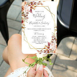 オータムフラワージオメトリックウェディングプログラム ハンドファン