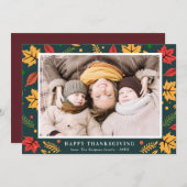 オータムフリーハッピーサンクスギビングホリデーカード シーズンカード (正面/裏面)