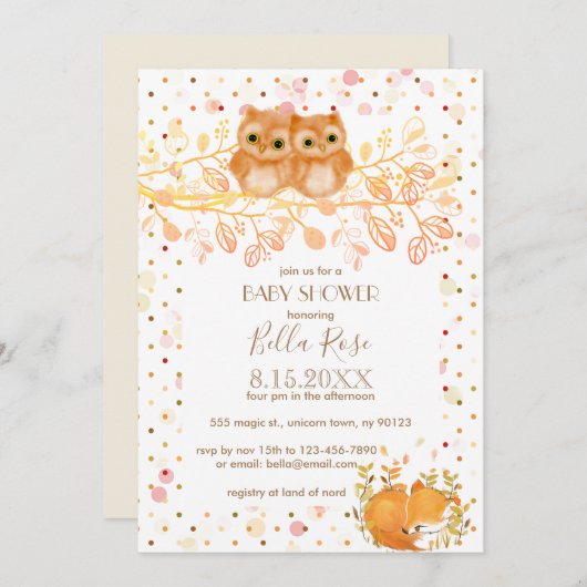 オータムフールベビーシャワー招待状 招待状 (正面/裏面)