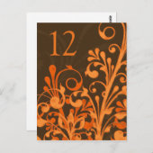 オータムブラウンオレンジ結婚フローラのテーブルカード ポストカード (正面/裏面)