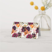 オータムブルゴーニュ&オレンジフローラブライダルシャワー プレイスカード (裏面)