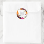 オータムブルゴーニュ&オレンジフローラブライダルシャワー ラウンドシール (バッグ)