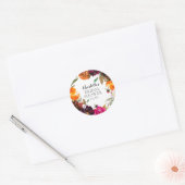 オータムブルゴーニュ&オレンジフローラブライダルシャワー ラウンドシール (封筒)