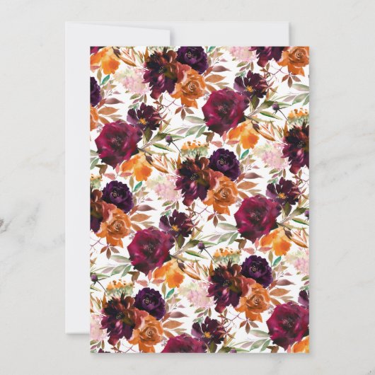 オータムブルゴーニュ&オレンジフローラブライダルシャワー 招待状 (裏面)