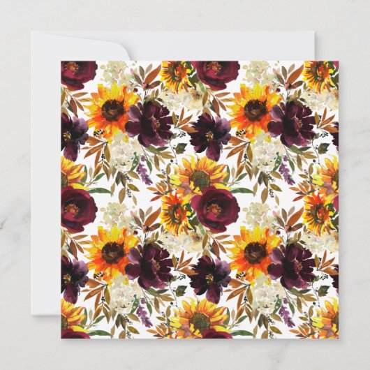 オータムブーケサンフラワーズフローラブライダルシャワー 招待状 (裏面)