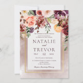 オータムプラムフローラブーケ結婚式招待状 招待状 (正面)