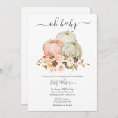 オータムホワイトカボチャフローラベイビーシャワー招待状 招待状 (正面/裏面)