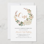 オータムホワイトグリッターパンプキン誕生日招待状 招待状 (正面)