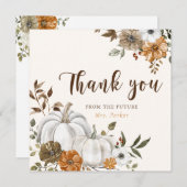 オータムホワイトパンプキンブライダルシャワー サンキューカード (正面/裏面)