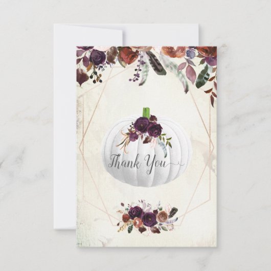 オータムホワイトパンプキンベイビーシャワーのお礼 サンキューカード (正面)