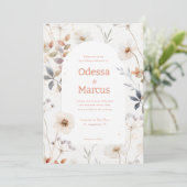 オータムホワイトフローラ結婚式招待状 招待状 (スタンド正面)
