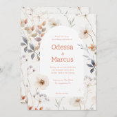 オータムホワイトフローラ結婚式招待状 招待状 (正面/裏面)