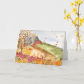 オータムホームカントリーランドスケープ紅葉カボチャ カード (黄色い花)
