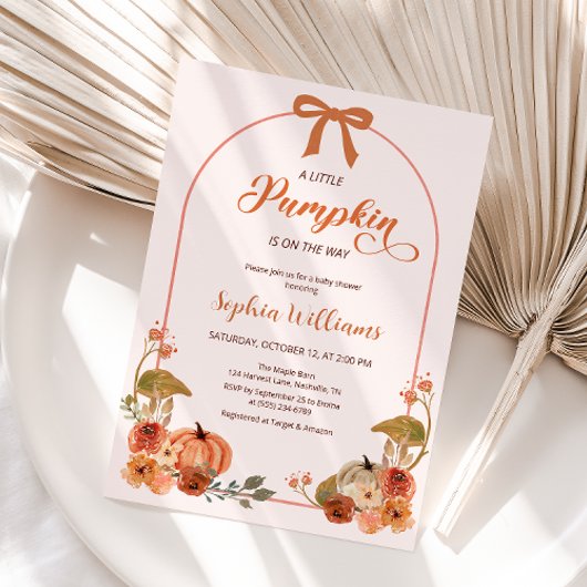 オータムボウリトルパンプキンベイビーシャワー 招待状