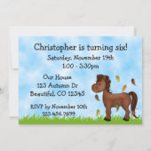 オータムポニー誕生日招待状 – ボーイズ 招待状 (裏面)