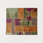 オータムラグジュアリー | ジオメトリックゴールドジュエルトーンマーブル タペストリー (正面(横))