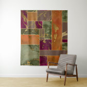 オータムラグジュアリー | ジオメトリックゴールドジュエルトーンマーブル タペストリー (インサイチュ)