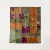 オータムラグジュアリー | ジオメトリックゴールドジュエルトーンマーブル タペストリー (正面)