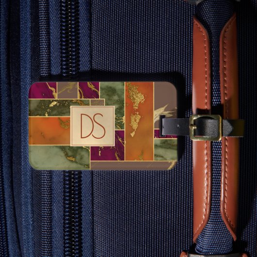 オータムラグジュアリー |宝石トーン金ゴールド幾何大理石 ラゲッジタグ (正面インサイチュ4)