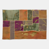 オータムラグジュアリー |幾何学的金ゴールド宝石トーン大理石 キッチンタオル (横)