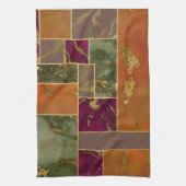 オータムラグジュアリー |幾何学的金ゴールド宝石トーン大理石 キッチンタオル (縦)