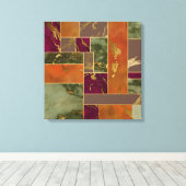 オータムラグジュアリー |幾何学的金ゴールド宝石トーン大理石 キャンバスプリント (インサイチュ (ウッドフロア))