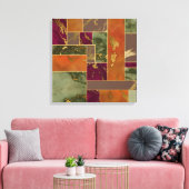 オータムラグジュアリー |幾何学的金ゴールド宝石トーン大理石 キャンバスプリント (インサイチュ (リビング))