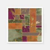 オータムラグジュアリー |幾何学的金ゴールド宝石トーン大理石 スタンダードカクテルナプキン (正面)