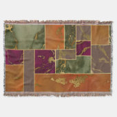 オータムラグジュアリー |幾何学的金ゴールド宝石トーン大理石 スローブランケット (正面)