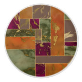 オータムラグジュアリー |幾何学的金ゴールド宝石トーン大理石 セラミックノブ (正面)