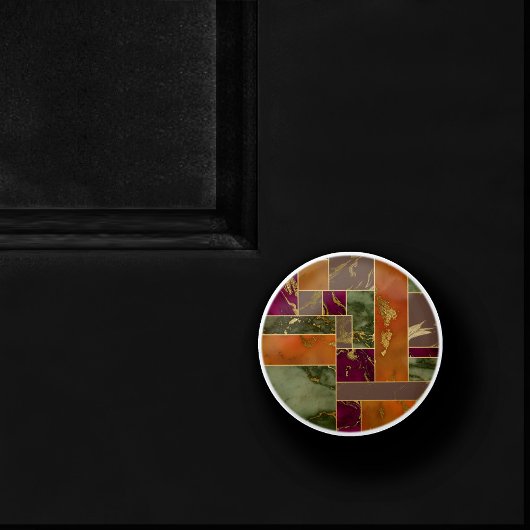 オータムラグジュアリー |幾何学的金ゴールド宝石トーン大理石 セラミックノブ