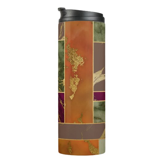 オータムラグジュアリー |幾何学的金ゴールド宝石トーン大理石 タンブラー (回転右)