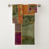 オータムラグジュアリー |幾何学的金ゴールド宝石トーン大理石 バスタオルセット (インサイチュ)