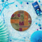 オータムラグジュアリー |幾何学的金ゴールド宝石トーン大理石 ペーパープレート (パーティー)