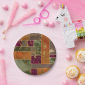 オータムラグジュアリー |幾何学的金ゴールド宝石トーン大理石 ペーパープレート (パーティー)