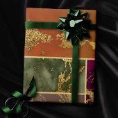 オータムラグジュアリー |幾何学的金ゴールド宝石トーン大理石 ラッピングペーパー