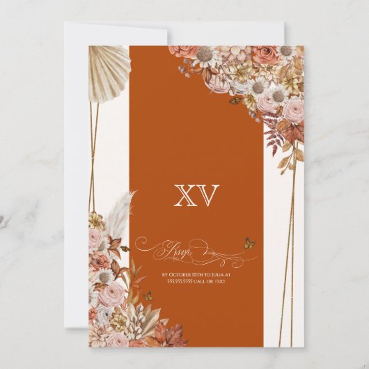 オータムラストオレンジ葉ズキンセアニェラ招待状 招待状 (裏面)