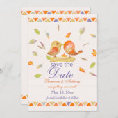 オータムラブバードセーブ・ザ・デート案内 招待状 (正面/裏面)