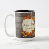 オータムラブ秋ホワイトカボチャ水素朴彩 ツートーンマグカップ (左)