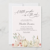 オータムリトルパンプキン赤面ピンクガールベビーシャワー 招待状 (正面)