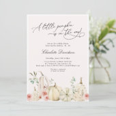 オータムリトルパンプキン赤面ピンクガールベビーシャワー  招待状 (スタンド正面)