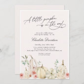 オータムリトルパンプキン赤面ピンクガールベビーシャワー  招待状 (正面/裏面)